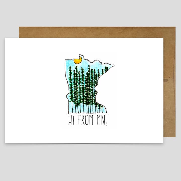 Hi from Minnesota 🌲 - Greeting Card for wholesale by Kevin & Kaia
