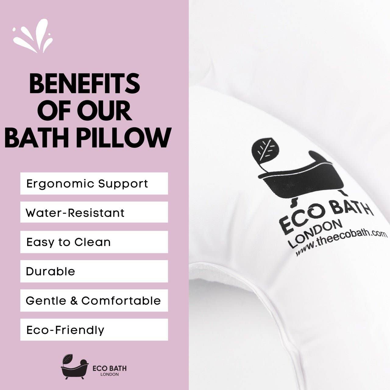 Eco Bath London - Wholesale Spa/Therapy Pillow - Eco Bath London Bath Pillow - Waterproof Bathtub Pillow for Head & Neck2