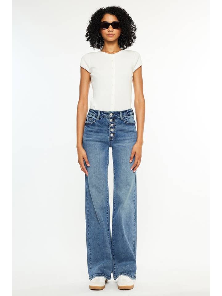 MEDIUM OPEN PACK HIGH RISE COMFORT 90’S FLARE JEANS-KC20100M for wholesale on Faire6