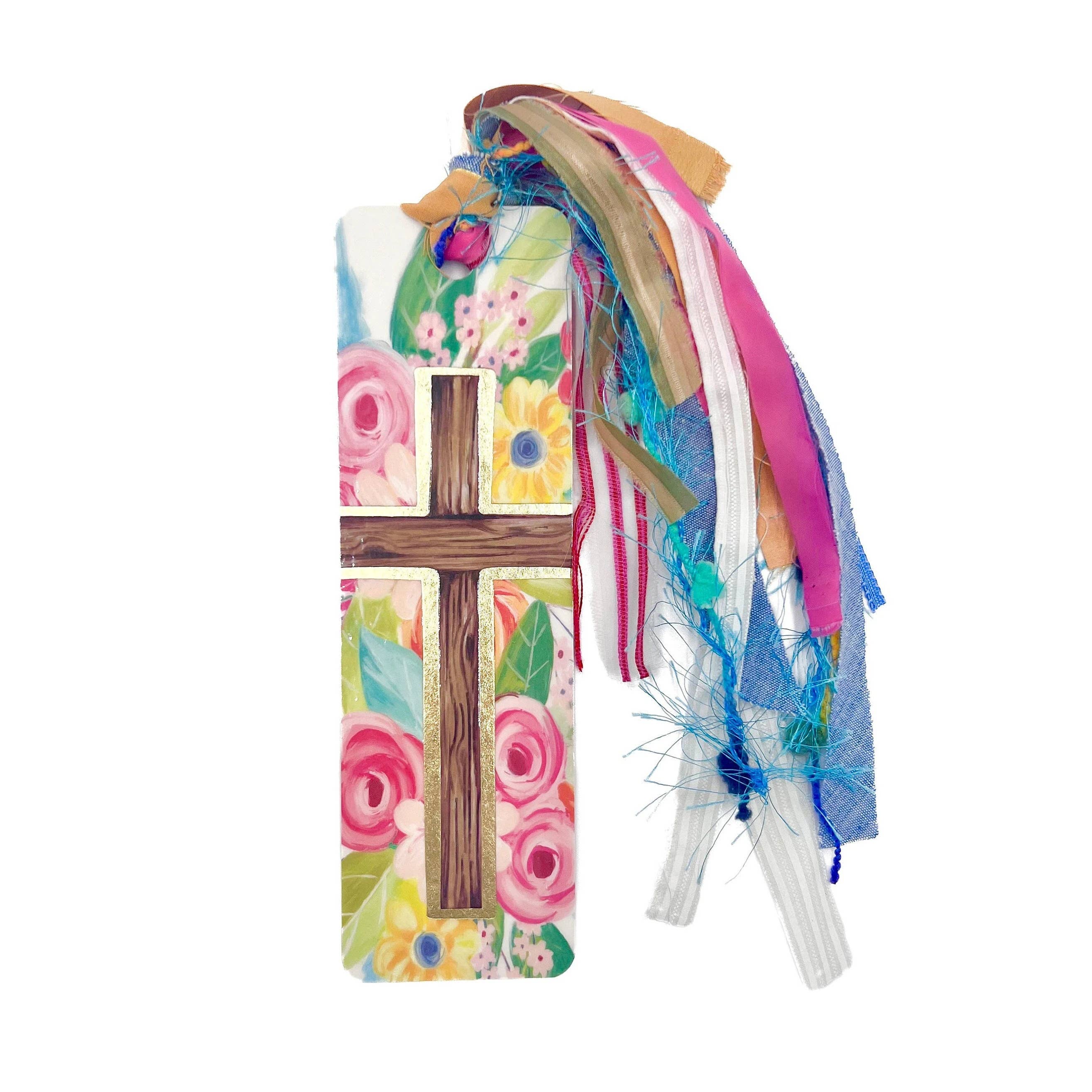 Rachel Brooks Design, LLC - Wholesale Bookmark - Floral Cross Tassel Bible Bookmark