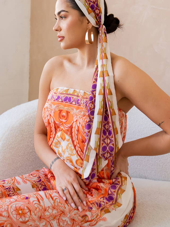 BP2538_Mono holgado de una pieza sin tirantes-naranja para venta al por mayor de Her Bottari