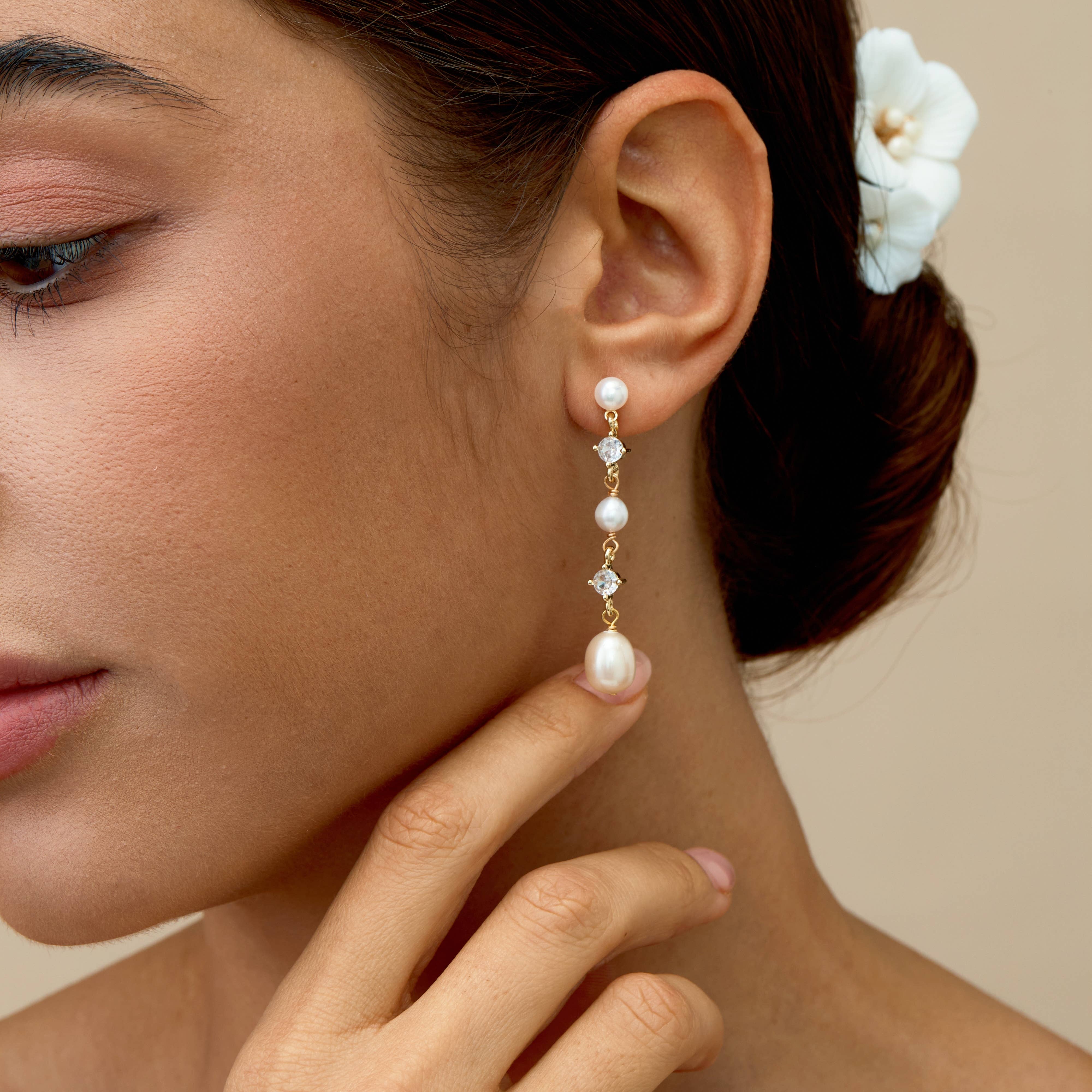 Drrtymagic - Wholesale Dangle Earrings - Natural Freshwater Pearl Earrings, Crystal Dangle Earrings4