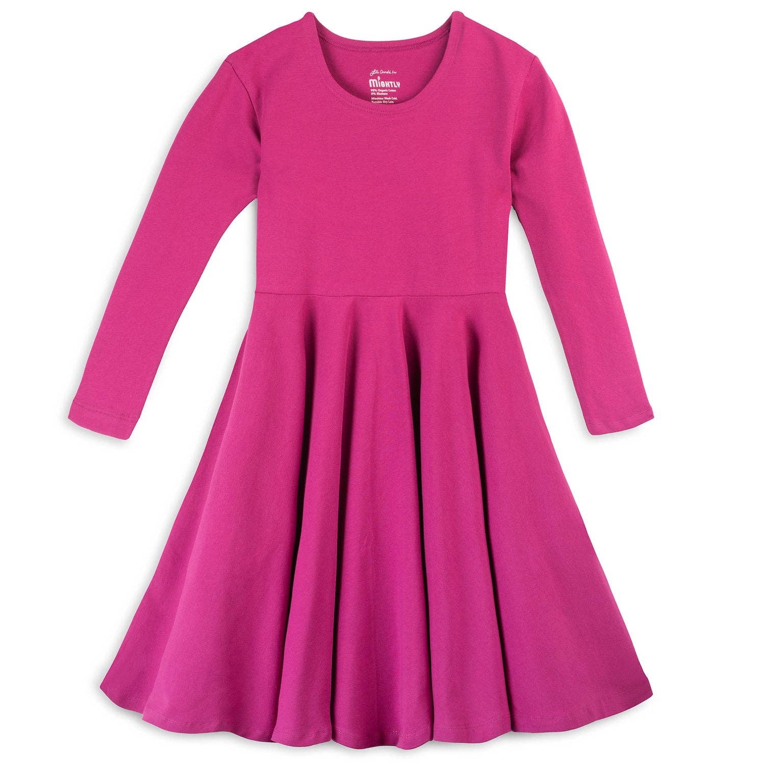 Mightly - Wholesale Dress - Kids - Organic Cotton 3/4 Sleeve Twirl Design: Core Colors0