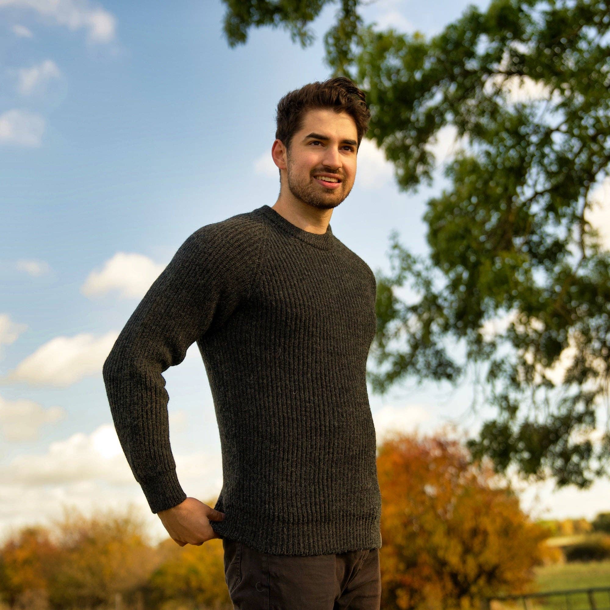 Mars Knitwear – wholesale Knitted jumper – Men′s – British Wool Seamless - Hawking - Charcoal2
