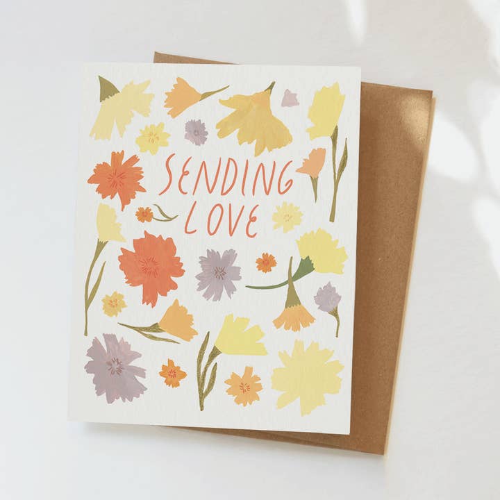 Elana Gabrielle - Wholesale Love Card - Sending Love Greeting Card - Hand-Painted Colorful Flowers0