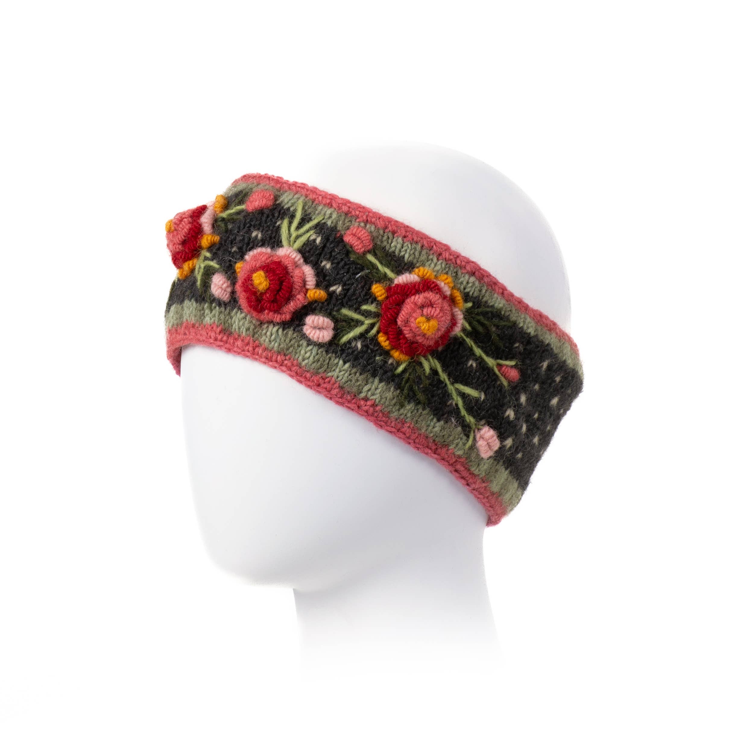 Lost Horizons Knitwear – Ships from USA - Wholesale Fashion Headband - Women's - Aubrey Headband - Hand Knit Wool Floral Embroidery9