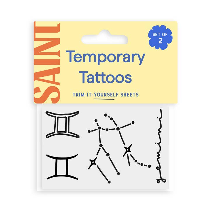 Gemini Temporary Tattoos | The Zodiac Collection for wholesale by Saint Tattoos