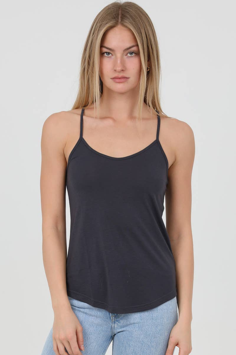 ANGIE - Vente Caraco – femme - DÉBARDEUR CAMISOLE À OURLET ARRONDI X2543-ASIS À DOS NAGEUR4