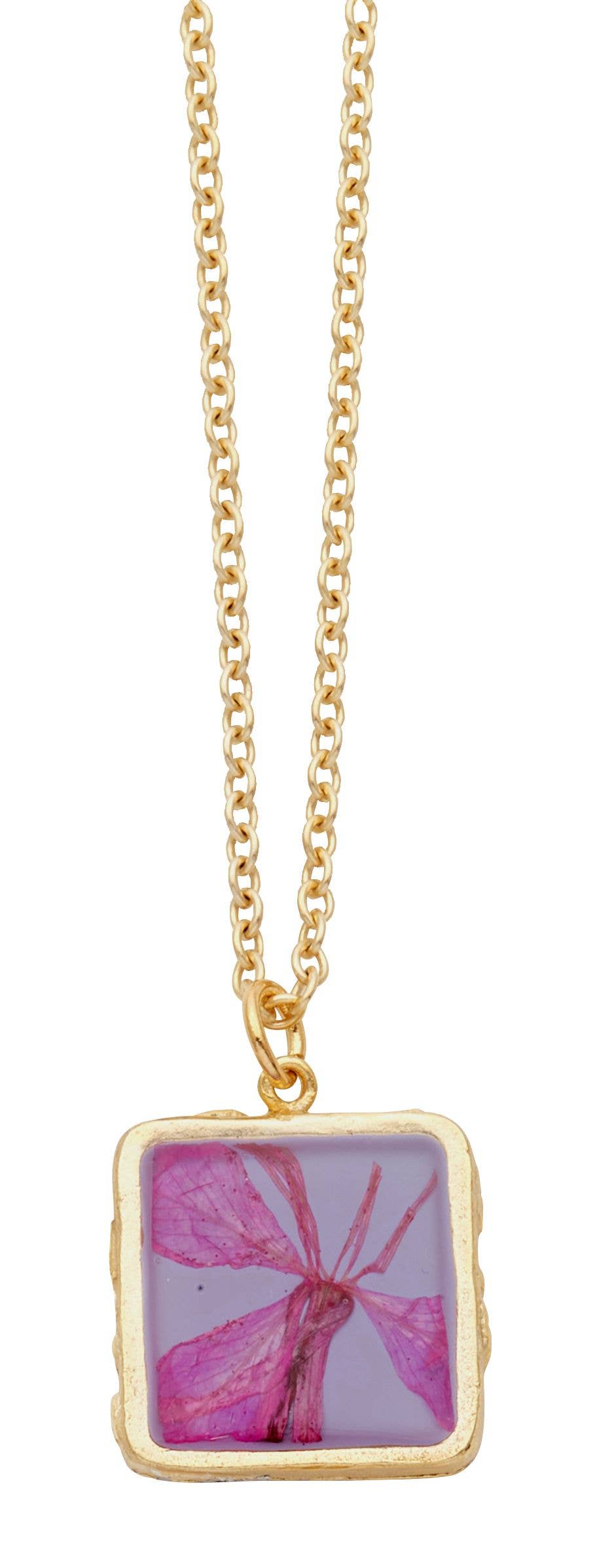 Shari Dixon – wholesale Pendant/charm necklace – Mountain Peach Blossom Small Square Necklace1