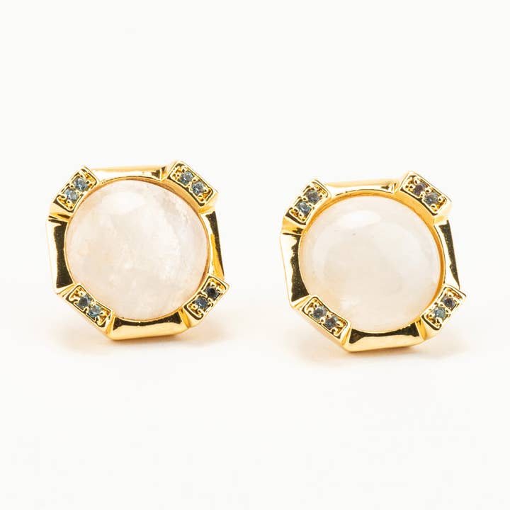 Pendientes Emma Post, piedra lunar y azul aguamarina para venta al por mayor de Addison Weeks