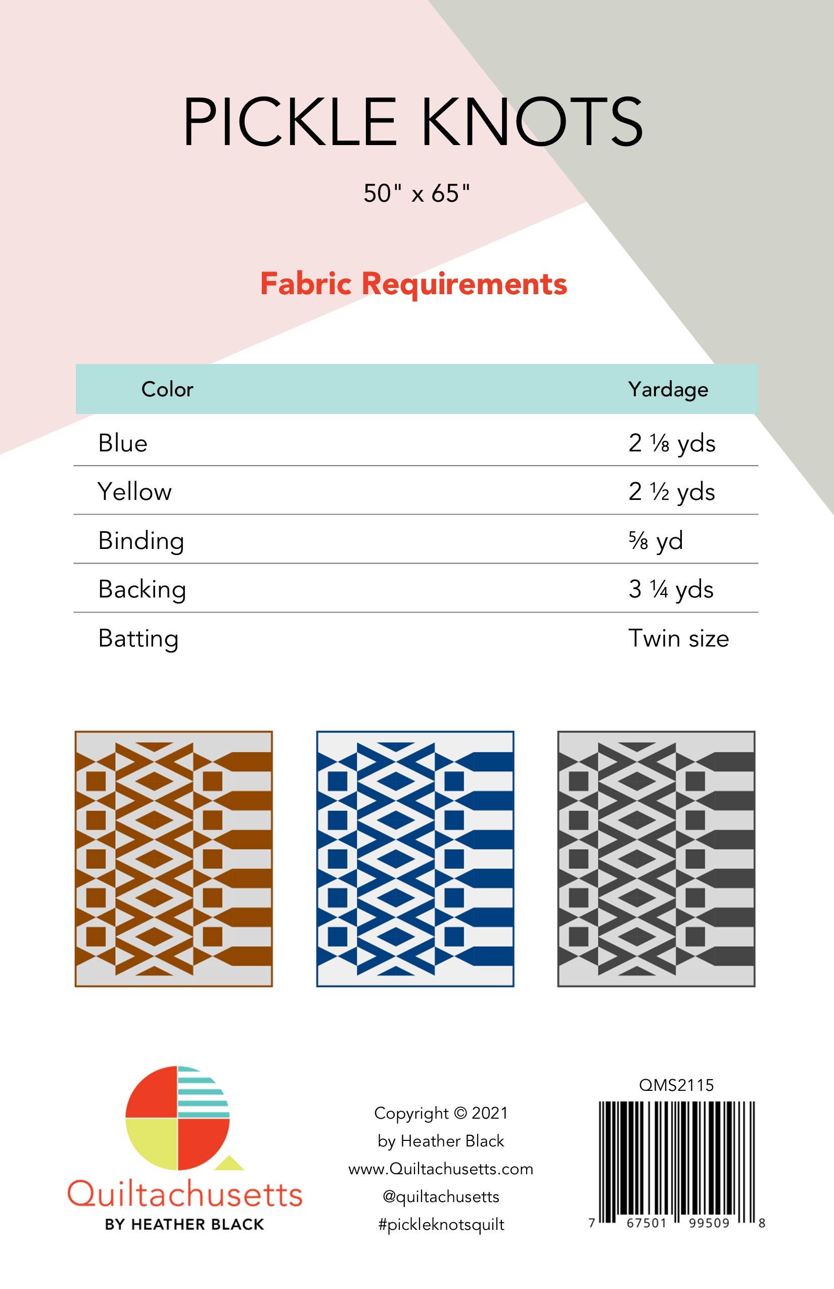 Quiltachusetts - Wholesale Craft Sewing Kit - Pickle Knots Quilt Pattern2