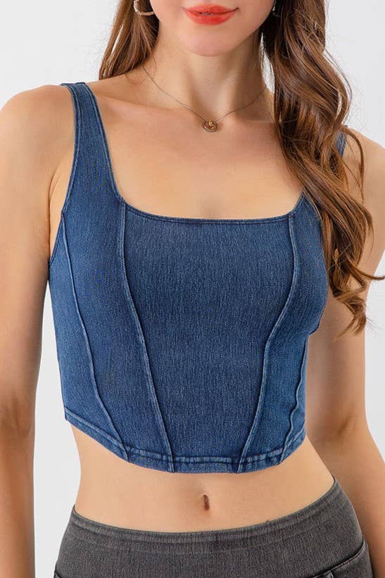Rosa Clothing - Wholesale Tank Top - Women's - elasticated denim crop tank top brami top12