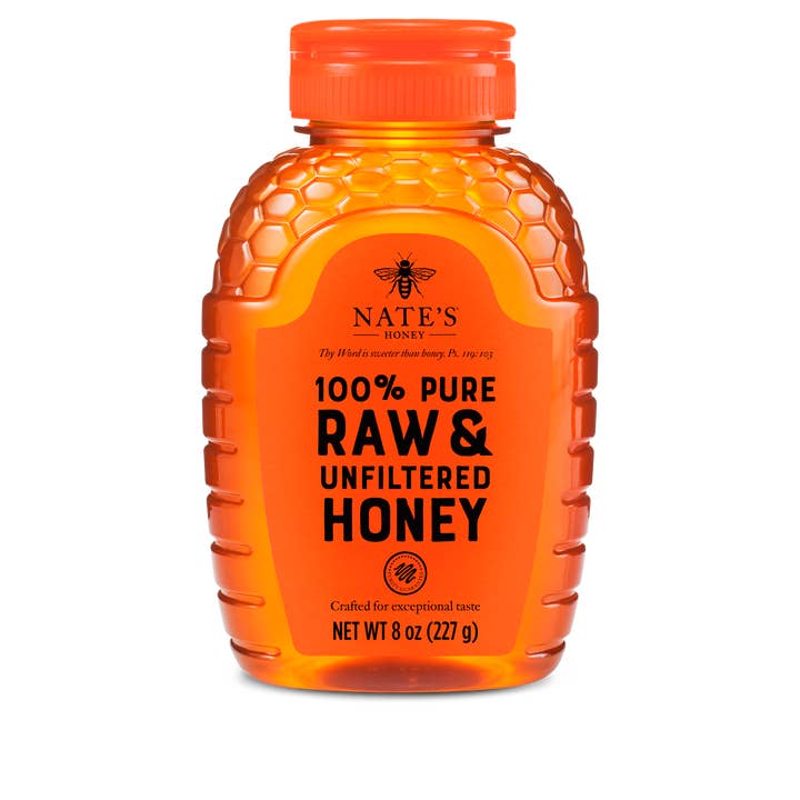 Nature Nate's Raw and Unfiltered Honey, 8oz for wholesale by Nate's Honey
