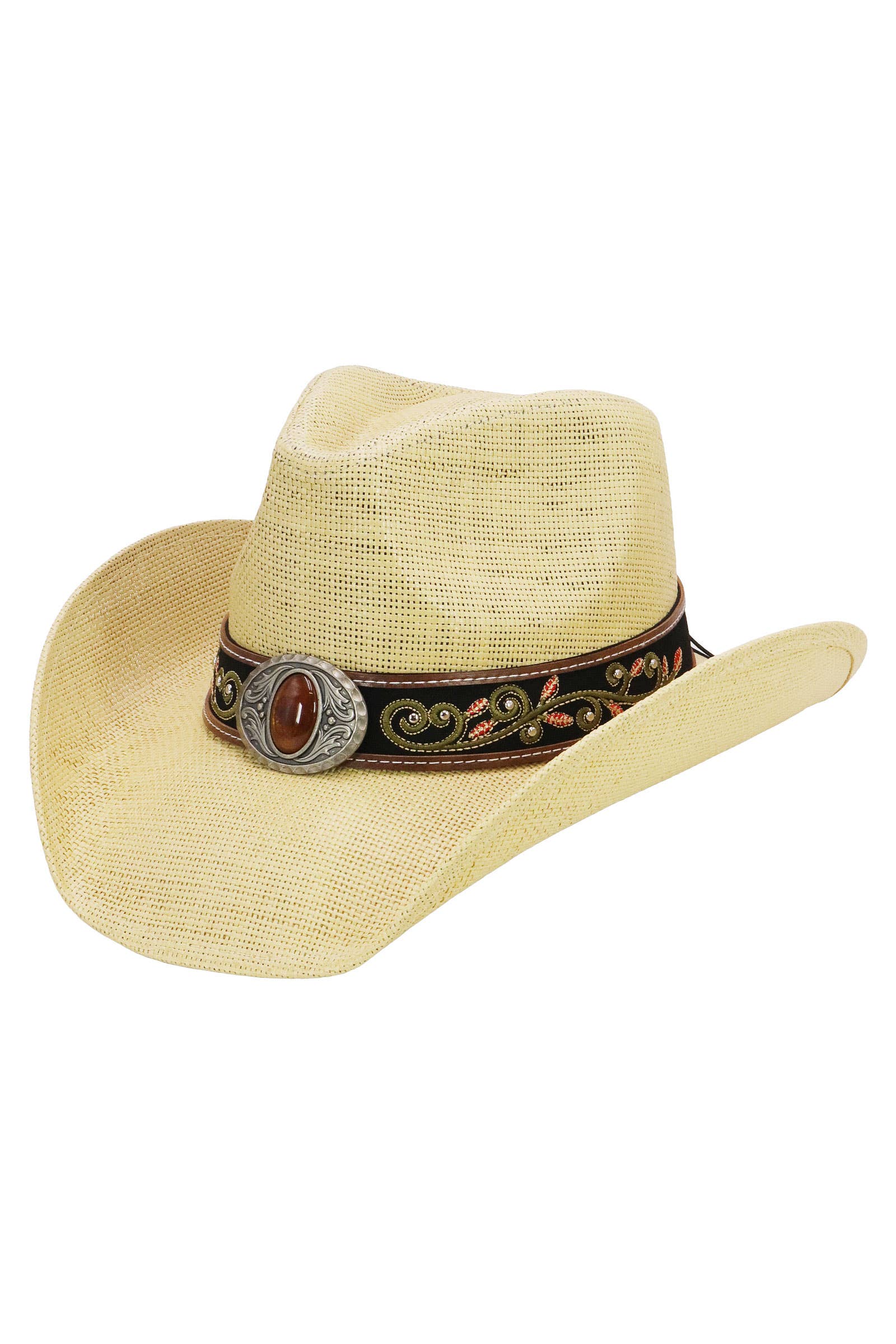 Cap Zone – Engroshandel Cowboyhat - Dame – Bronzeret ravfarvet concho blomsterbælte cowboyhat21