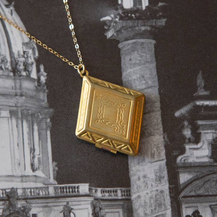 Kindred Objects - Wholesale Locket Necklace - Vintage Large Diamond Locket Necklace