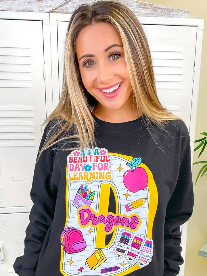 Custom School Doodle Graphic Sweatshirt for wholesale by Sugar Stitch