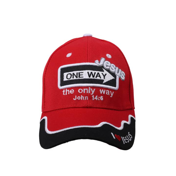 Hat - Red - One Way Jesus for wholesale by Swanson Christian Products