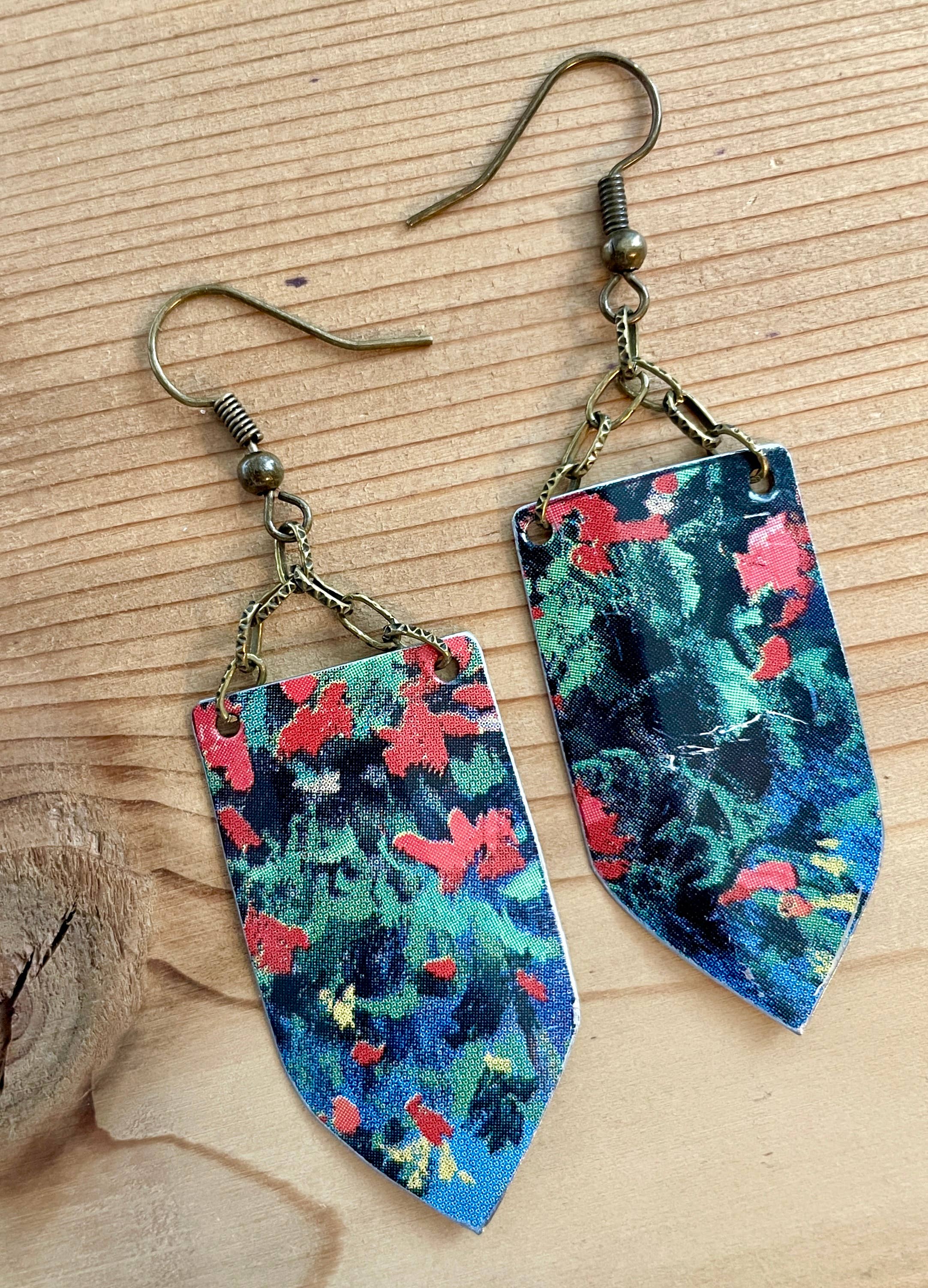 TTE Designs - Wholesale Dangle Earrings - Best Sellers - Set of 12 Recycled Vintage Tin Earrings 23