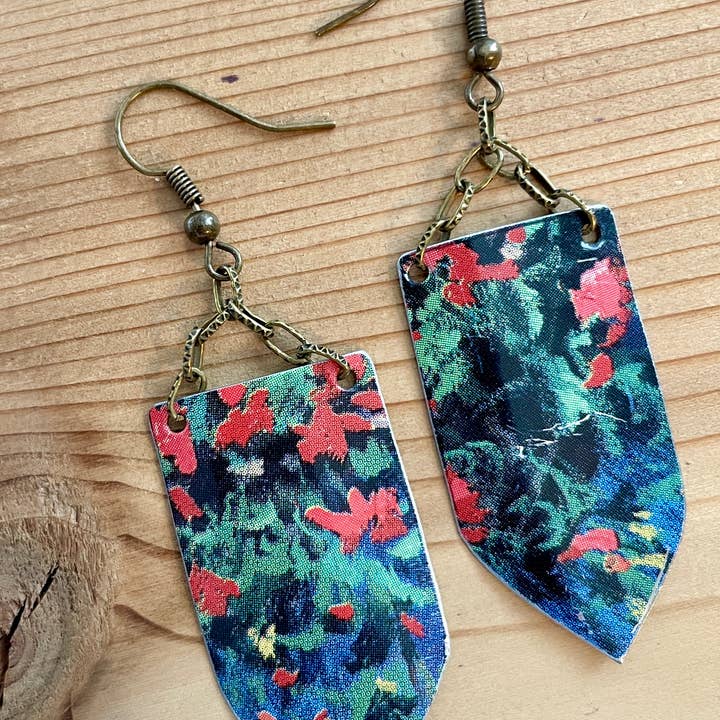 TTE Designs - Wholesale Dangle Earrings - Best Sellers - Set of 12 Recycled Vintage Tin Earrings 23