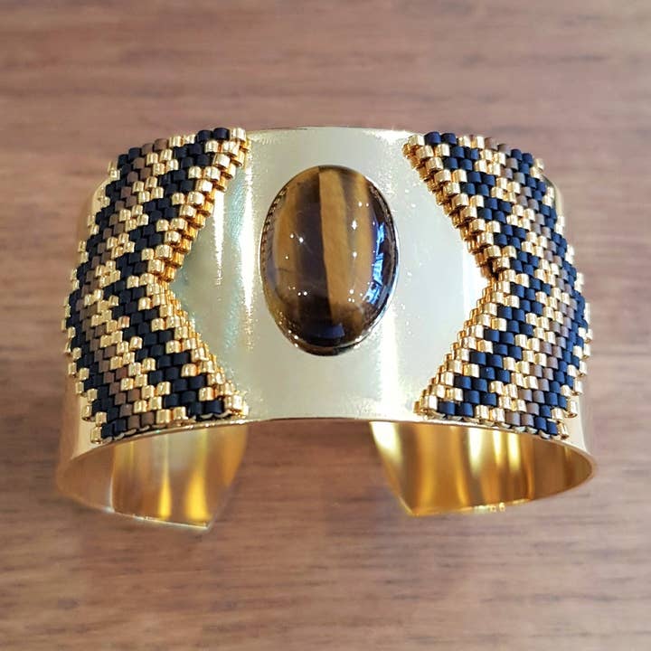 Nefertiti Tiger's Eye cuff for wholesale by C'cedille
