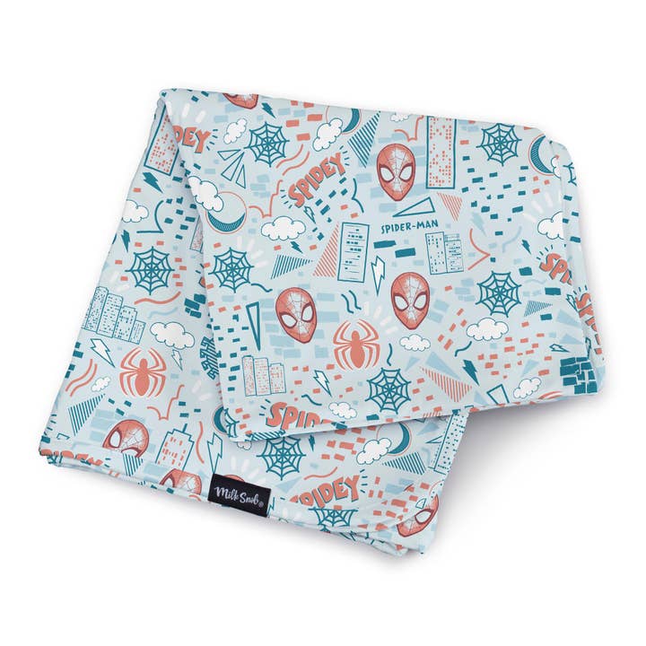 MARVEL Spider-Man Sketch Swaddle Receiving Baby Blanket for wholesale by Milk Snob