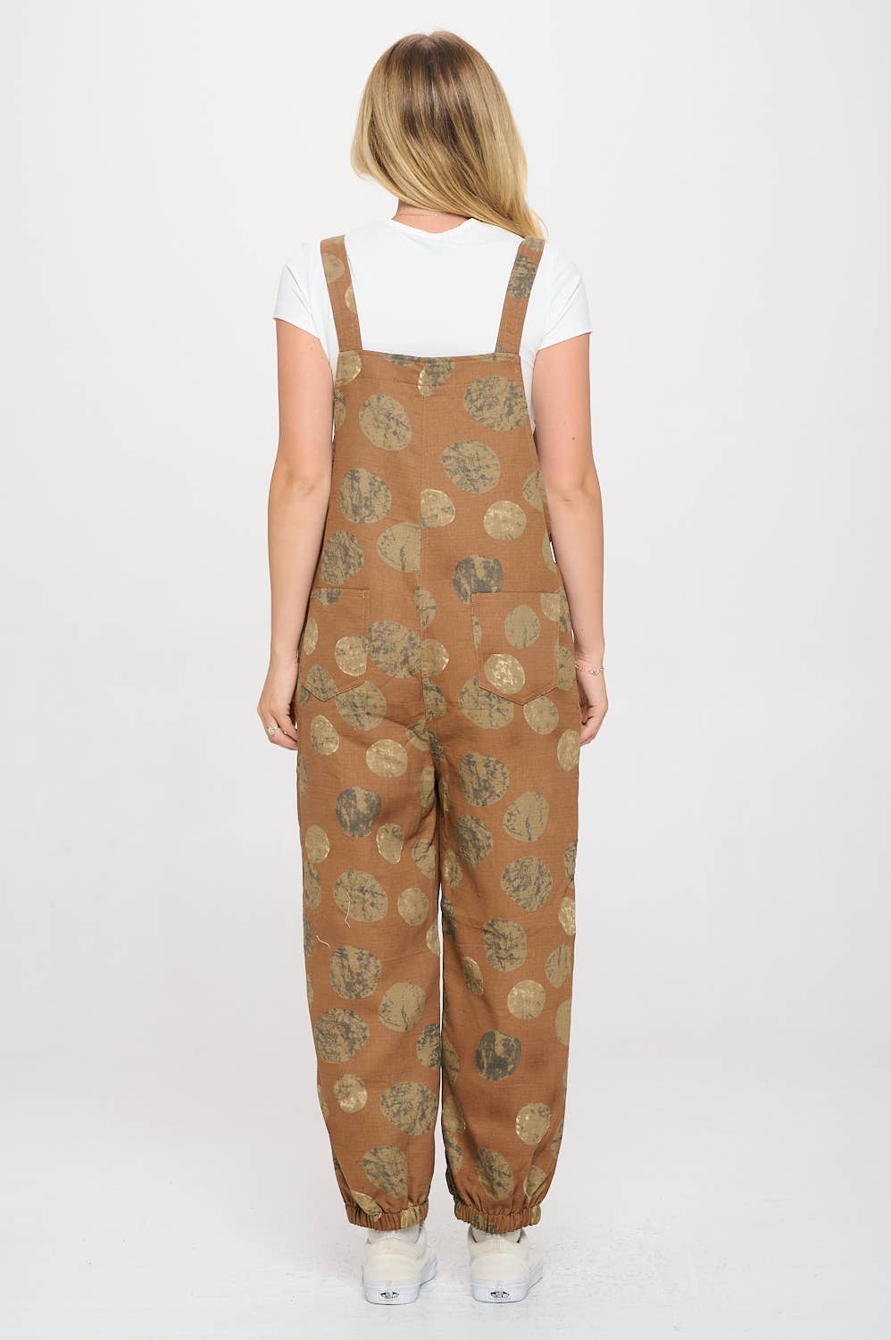 SM WARDROBE - Wholesale Overalls - Women's - MOON PRINT COTTON OVERALL BEIGE5