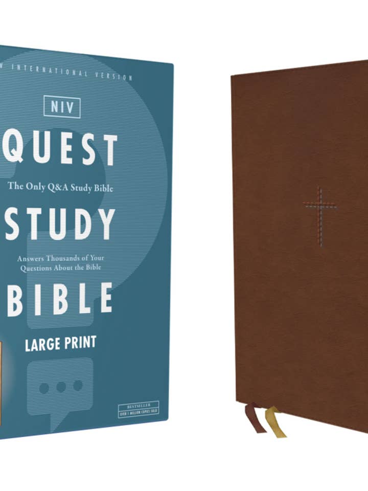 NIV Quest Study Bible, Large Print, Leathersoft Brown for wholesale by HarperCollins Christian Publishing