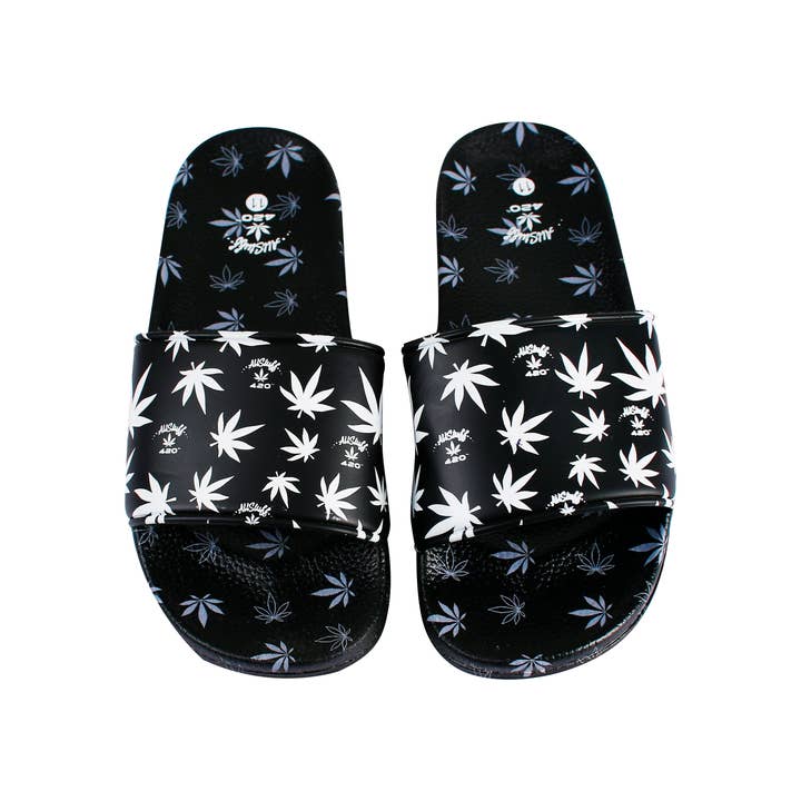Novelty Brands - Wholesale Sandals - Men's - Himpy Slides - Mens Cookies and Cream Black Sandal - 1 Pair Per Pack