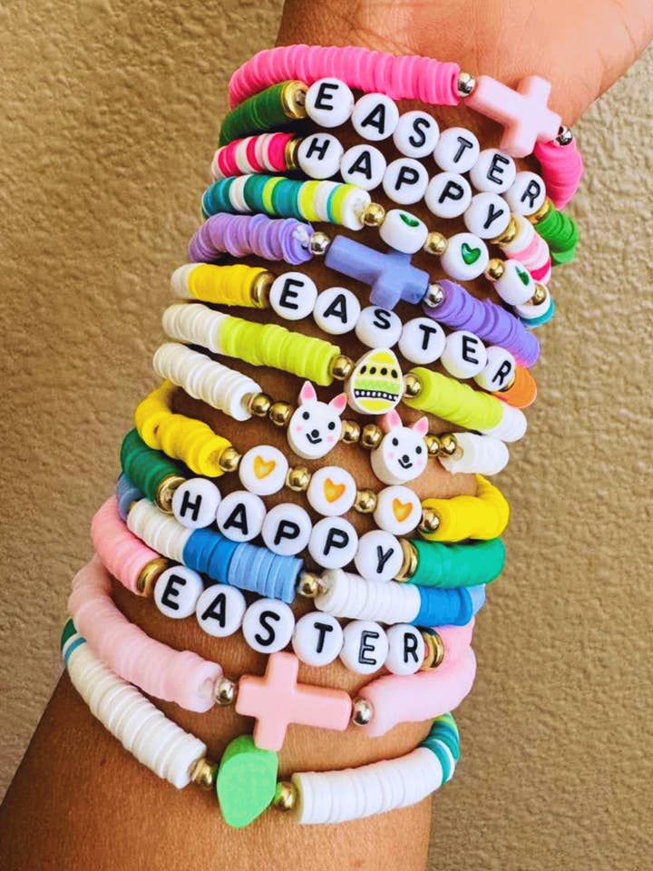 Easter/Spring Stretchy Bracelet Pack of 20-W for wholesale by Swaary