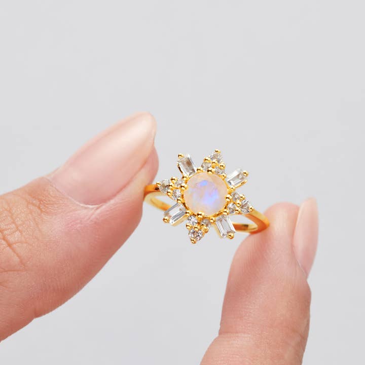 ICE QUEEN MOONSTONE & TOPAZ RING for wholesale by Fool's Gold Jewellery