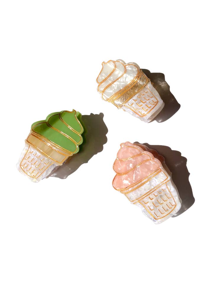 Hand-painted Soft Serve Icecream Claw Hair Clip | Eco-Friendly for wholesale by Solar Eclipse