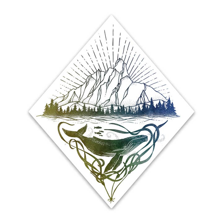 Pegatina West Coast Nature: montaña, bosque, bajo el mar para venta al por mayor de Bough & Antler Northwest Goods