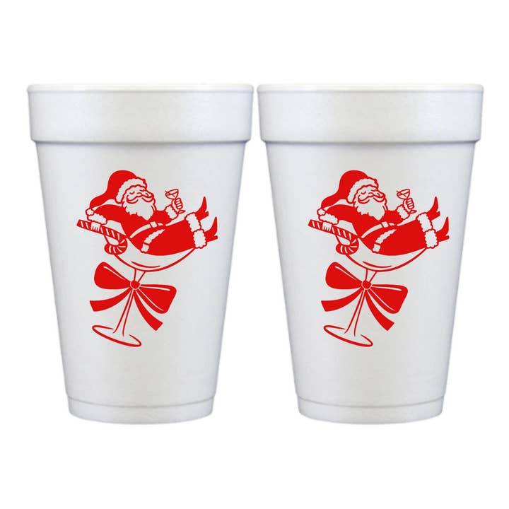 Martini Santa Christmas Styrofoam Cups- Holiday for wholesale by Mimo Market