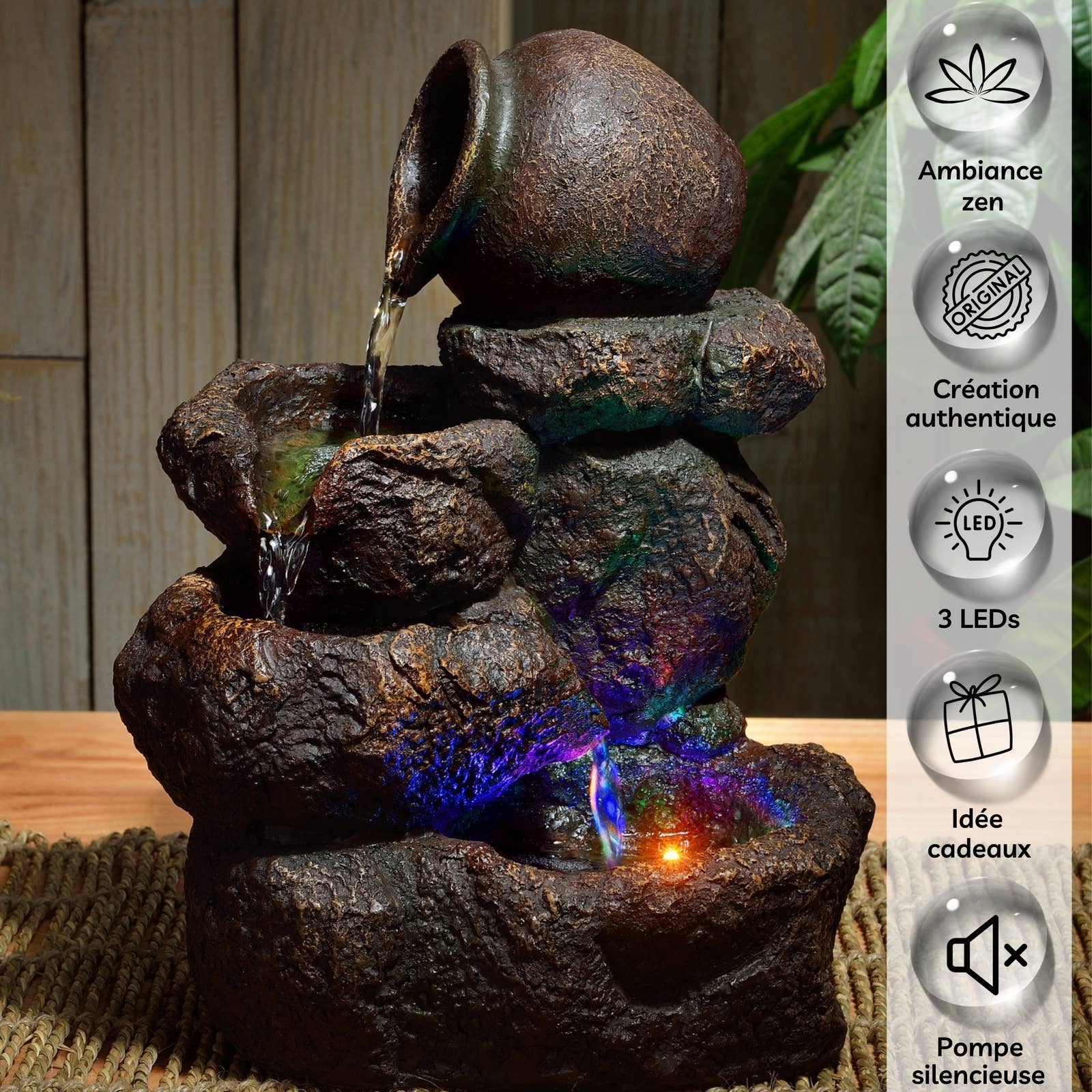 Zen'Arôme – wholesale Decorative tabletop object – Nivello Indoor Fountain with Cascading Flow2