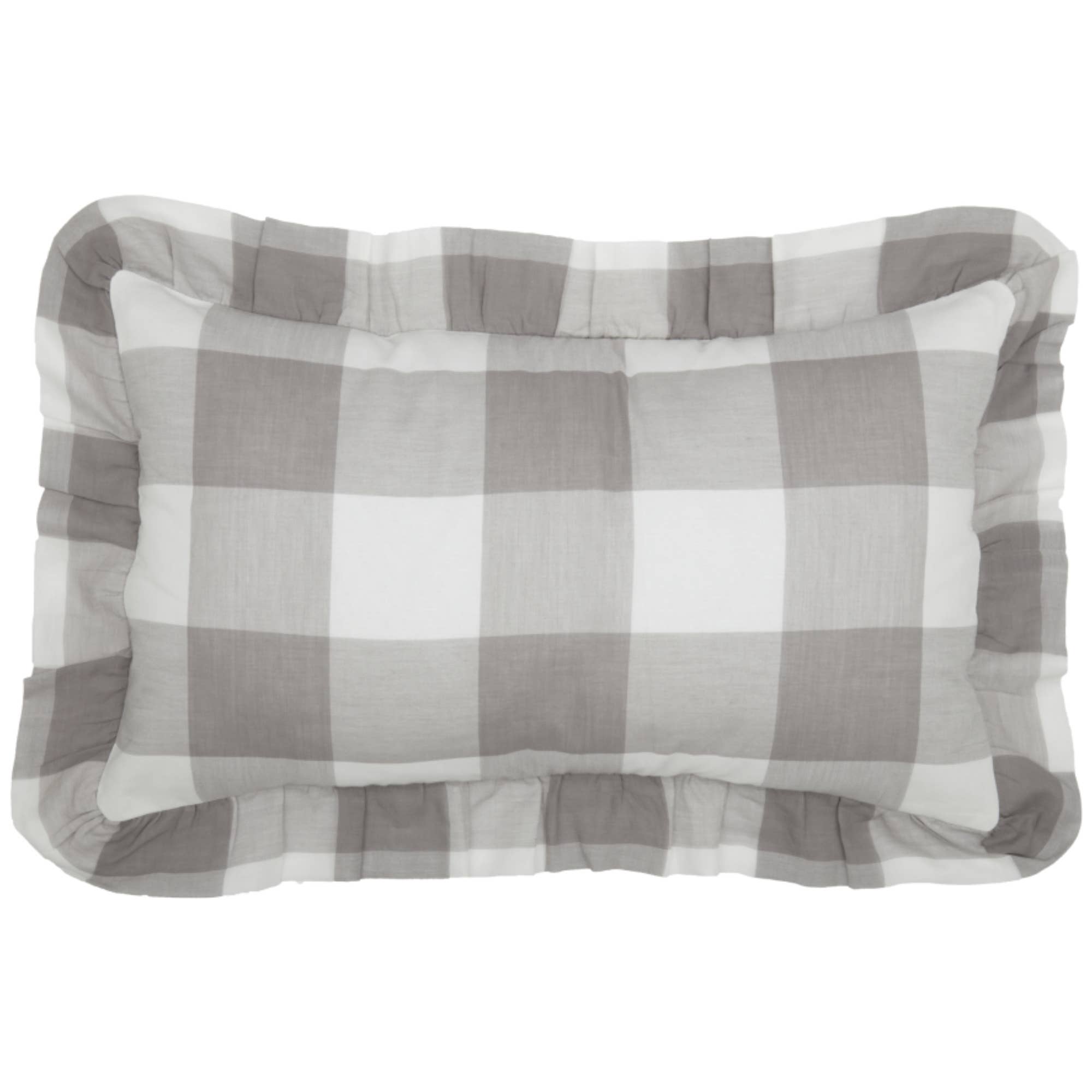 VHC Brands - Vente Housse de coussin - Taie d'oreiller Madison Check grise 20Lx12W1
