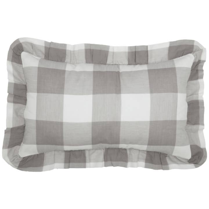 VHC Brands - Vente Housse de coussin - Taie d'oreiller Madison Check grise 20Lx12W1