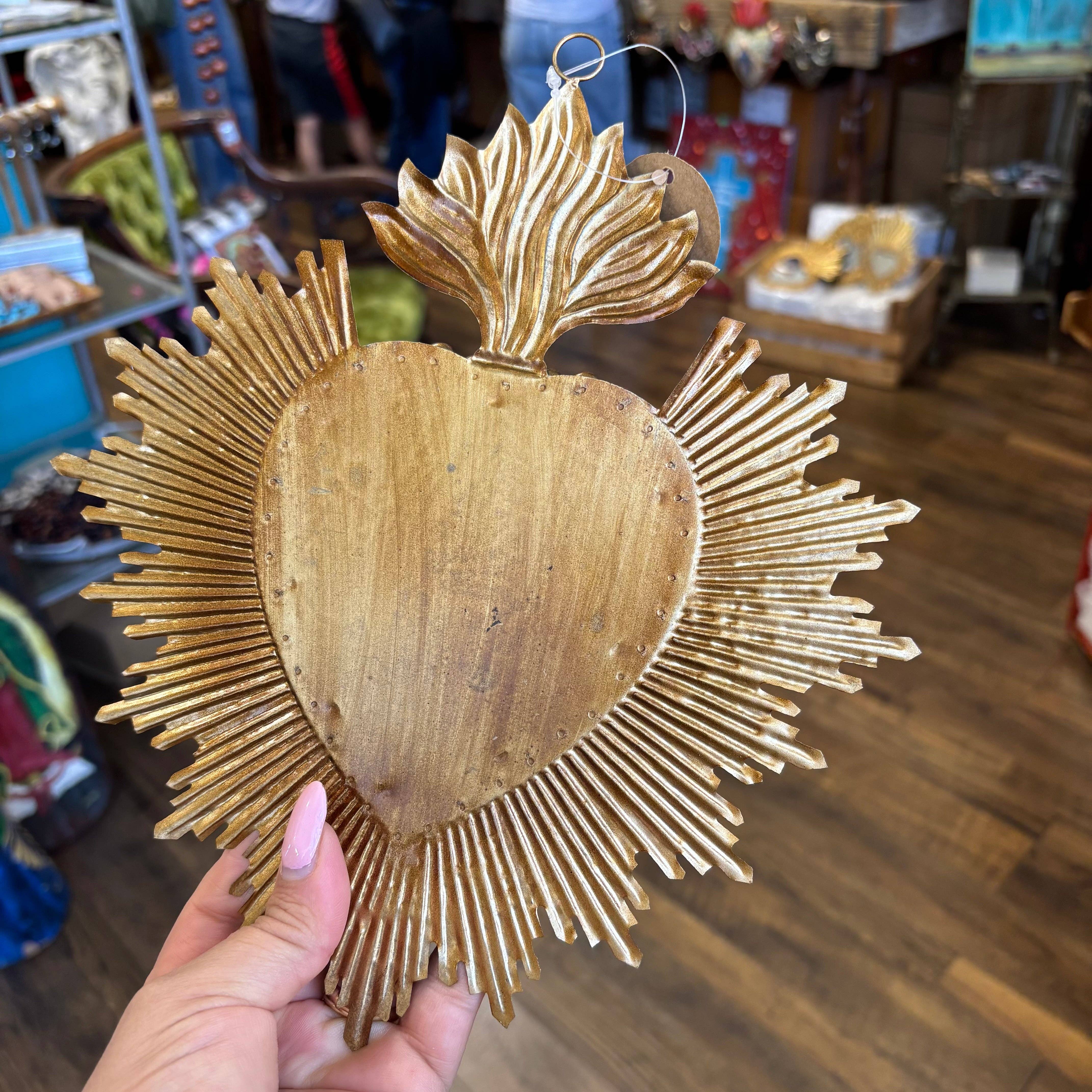 Love and Honor Jesus LLC - Wholesale Wall Mirror - Jeweled Rays Gold Sacred Heart Mirror3