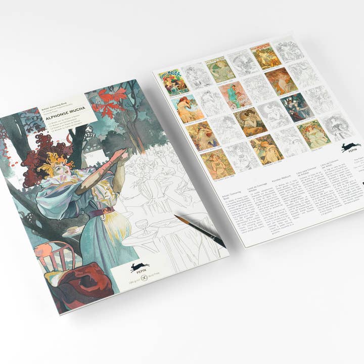 Album da colorare per artisti di Alphonse Mucha per la vendita all'ingrosso da parte di Pepin Press