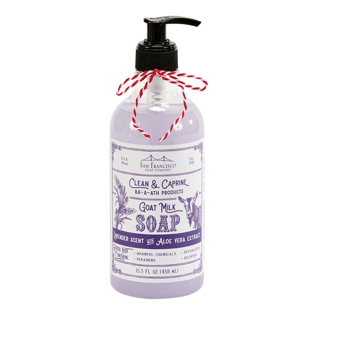 LAVENDER GOAT MILK LIQUID HAND SOAP 15.5oz for wholesale by San Francisco Soap / Man Bar Soap