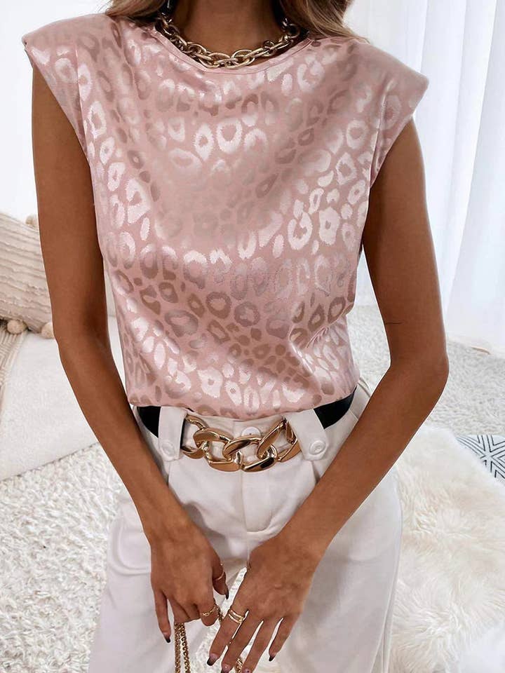 Sleeveless Leopard Print T-Shirt for wholesale by Mccolin