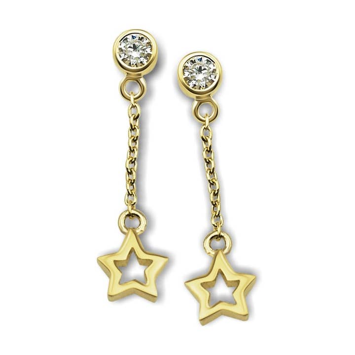 Jwls4u Earrings Pendant Open Star Goldplated JE007G for wholesale by jwls4u