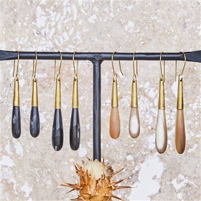 HomArt - Wholesale Dangle Earrings - Teardrop Horn Earring - Lrg - Light Horn, Brass1