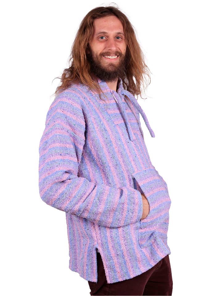 Sunshine Joy - Wholesale Hoodie - Men's - Baja Joy High-Quality Pull-Over Hoodie Jacket Pastel Stripe