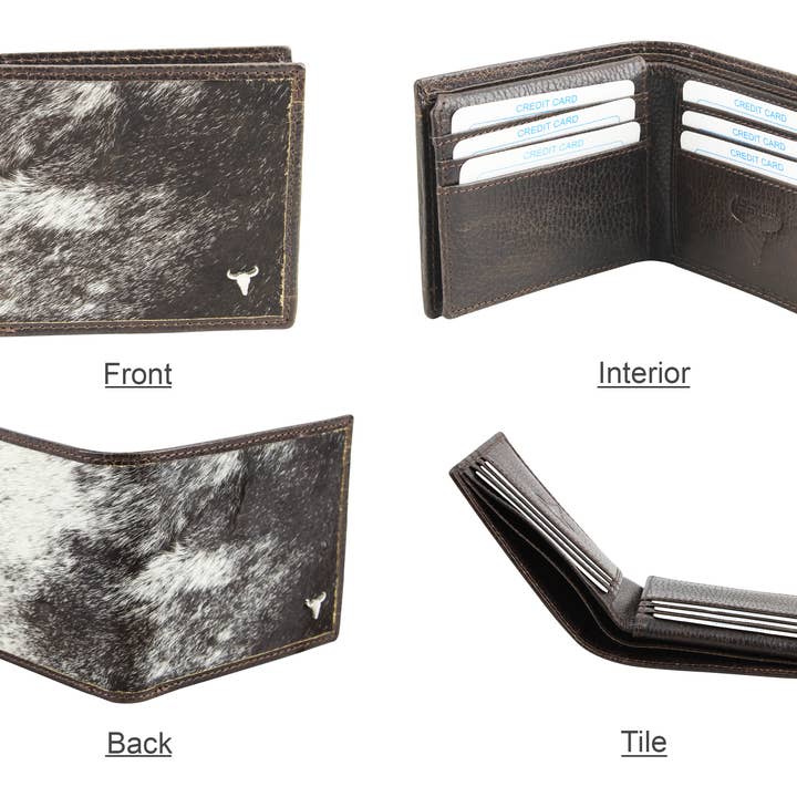 Leather Impressions Inc - Wholesale Wallet - Men's - Hair On Hide Men's Wallet With Splash Finish AB W01 Splash7