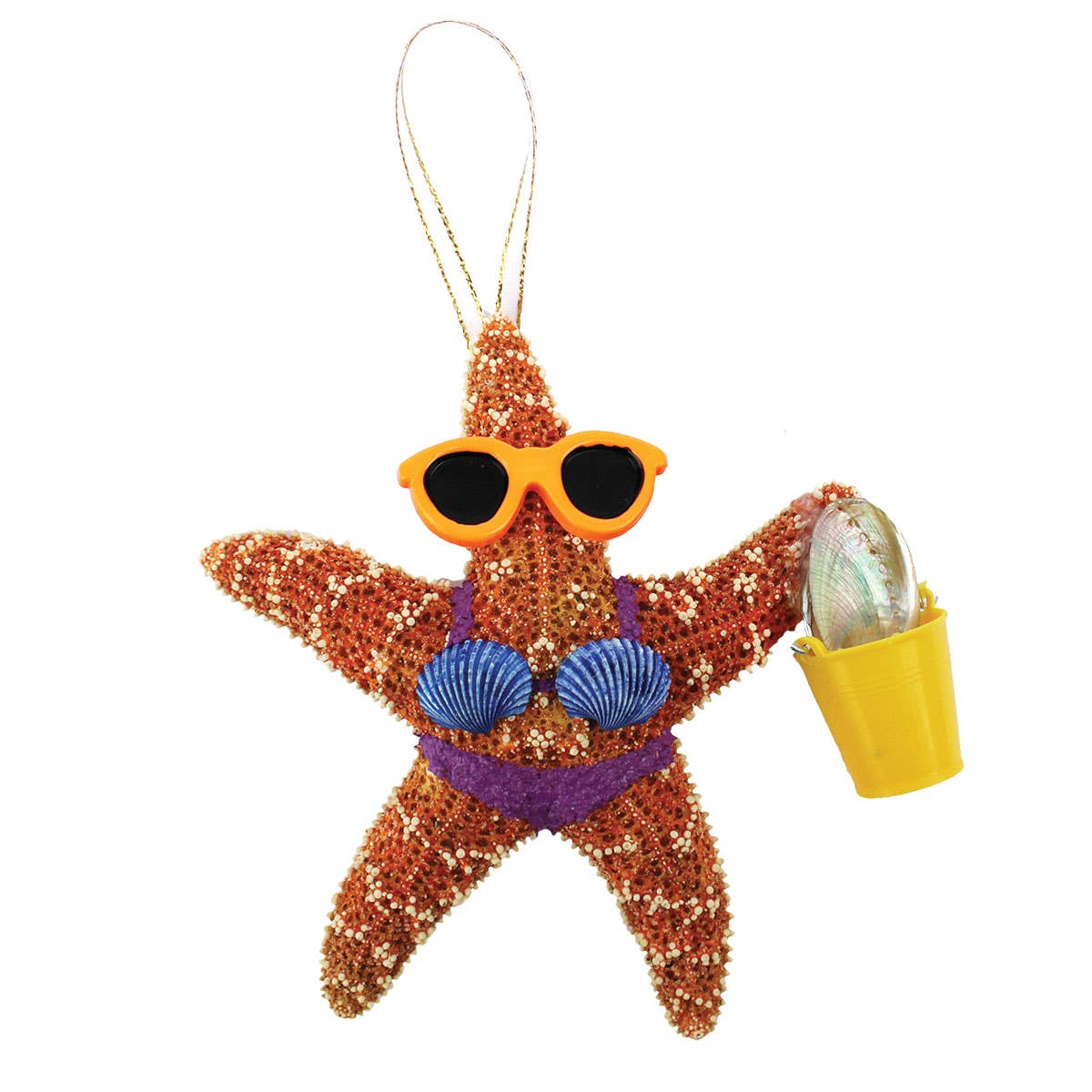 California Seashell Company - Wholesale Ornament - Beach Girl Bucket Sugar Starfish Ornament9