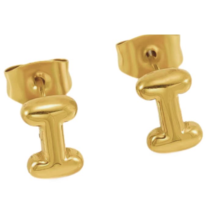 Gelbgold Bubble Letter Mini Ohrstecker mit Buchstaben aus 18K Goldstahl für den Großhandel auf Faire10