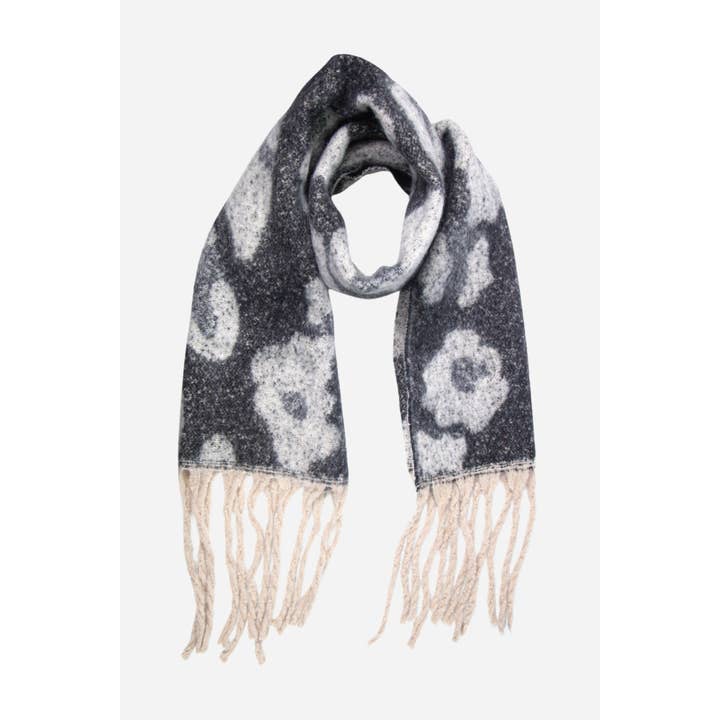 Sarta Accessories – Cachecol - Mulher por atacado – Cachecol Leopardo Cinzento Grande Print Pesado