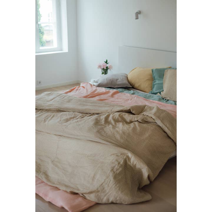 TISU - Wholesale Bedding set - TISU muslin duvet cover set, sizes for kids & adults, Beige Check1