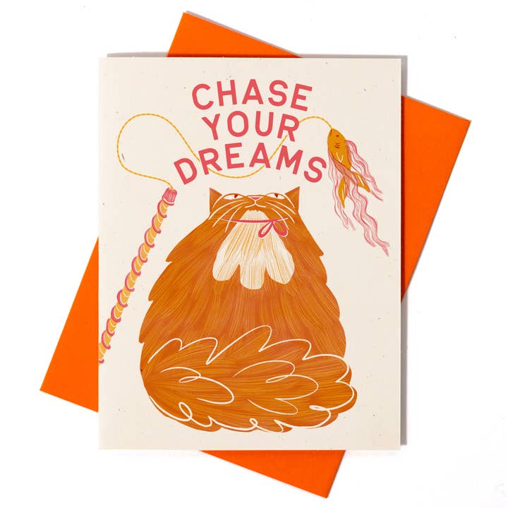 Insegui i tuoi sogni - Biglietto di auguri Risograph per la vendita all'ingrosso da parte di Bromstad Printing Co.