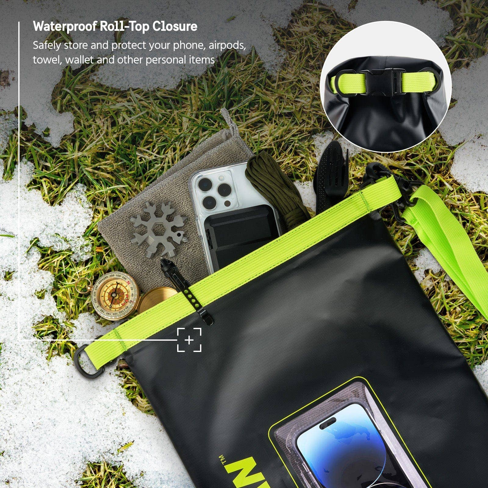 Pelican Marine Waterproof 5L Dry Bag (Black/ Hi Vis Yellow) - Phone Pouch for wholesale on Faire4